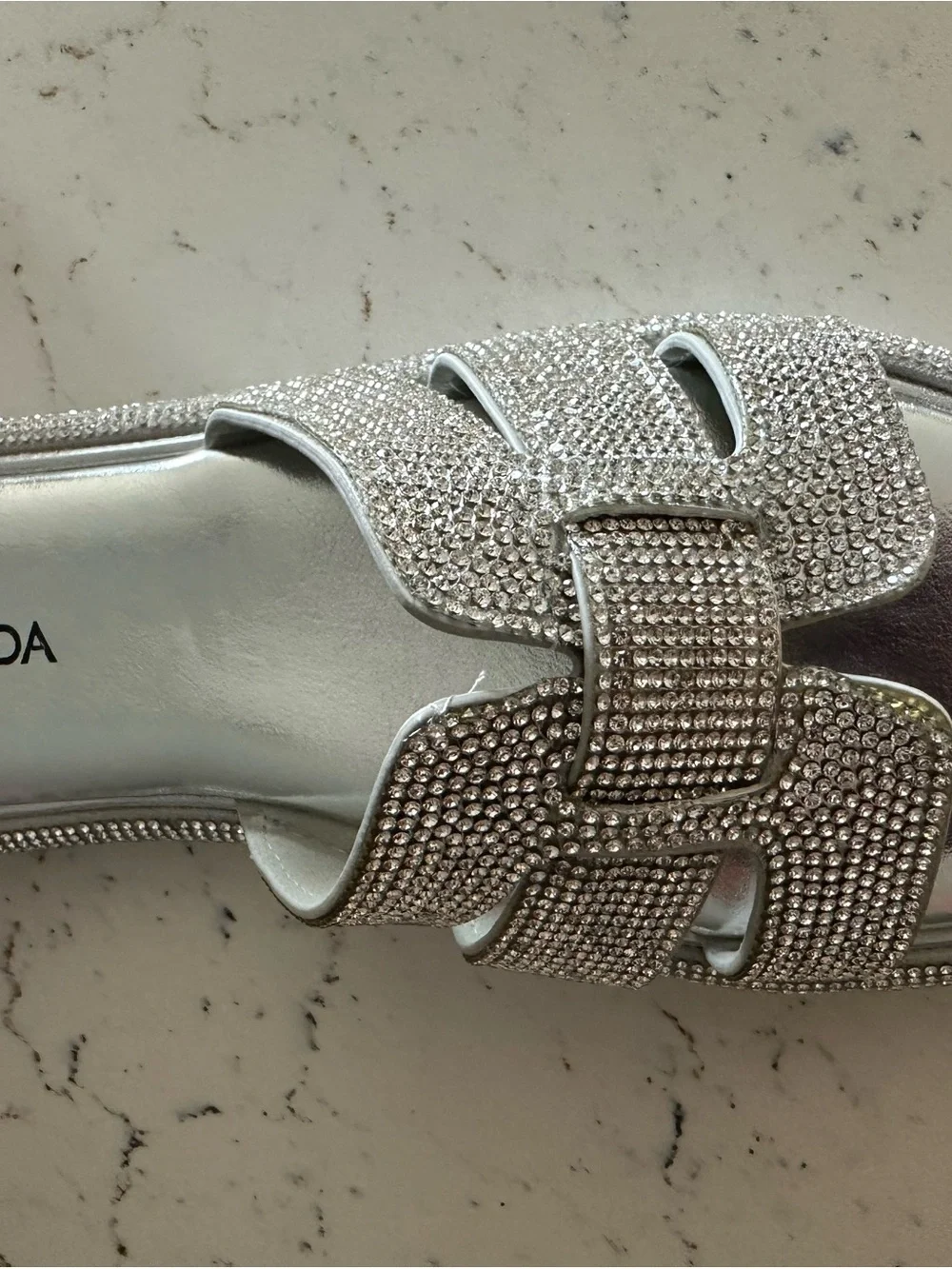 TOP MODA Silver Rhinestone Slide Sandals - Picture 2 of 4